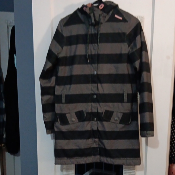 Helly Hansen Jackets & Blazers - Helly Hansen Black and Gray Striped Hooded Jacket